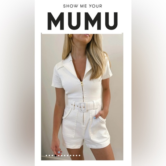 Show Me Your Mumu Women's Belted Mini Dress IN PEARLY WHITE SIZE XL NWT - Picture 9 of 15